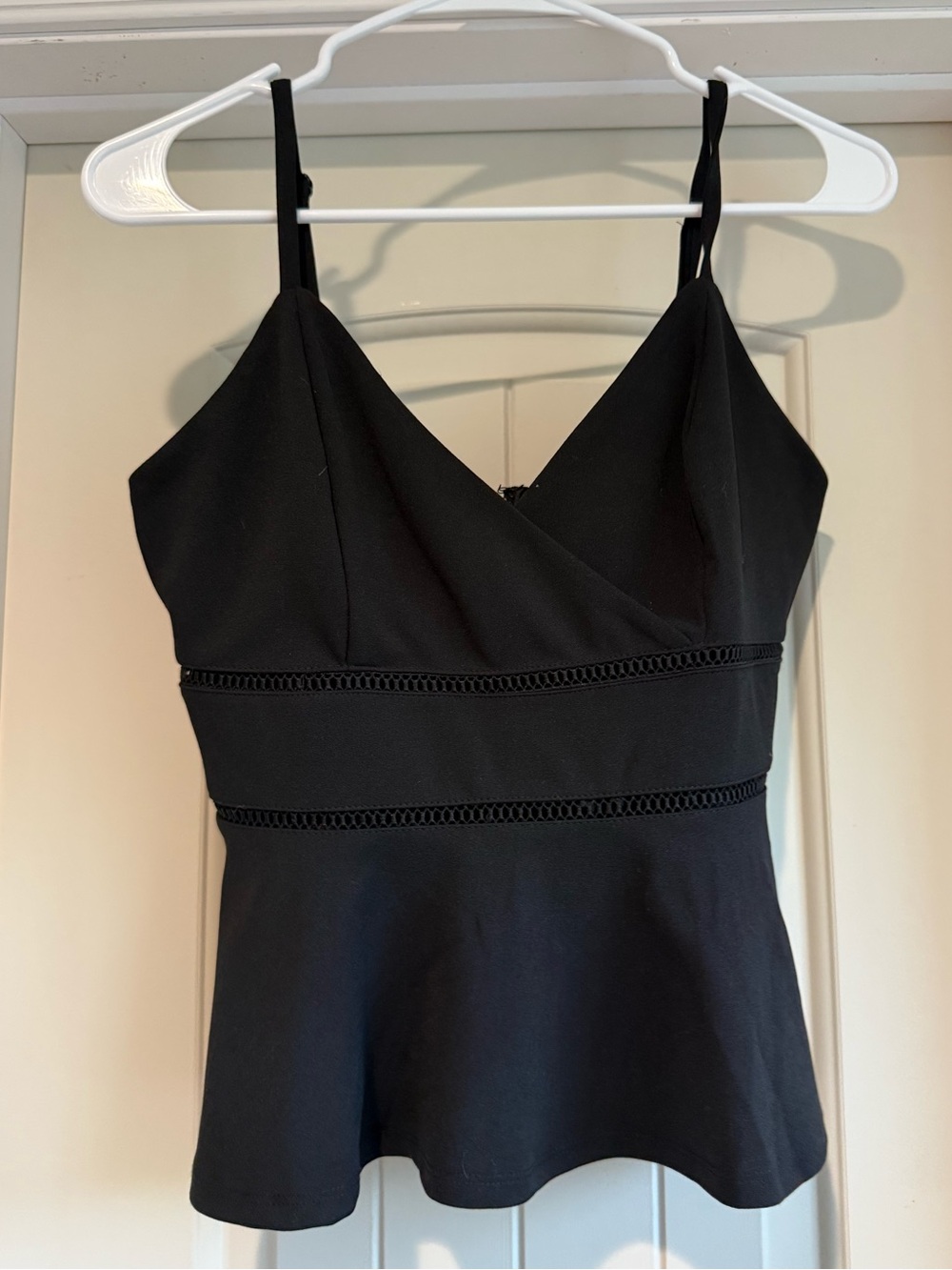 miami Black V-Neck Peplum Cami with Waistband Detailing